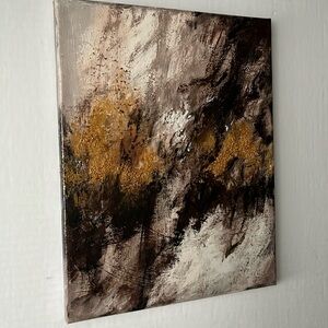 Handmade Textured Brown/Gold 11x14 Abstract Wall Art